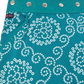 Midi Wenderock, Wickelrock aus Rayonstoff in Türkis/Hellblau mit Muster. Der Umfang ist einstellbar mit einer Druckknopfleiste. Ausschnitt Eingrifftasche an der Seite.