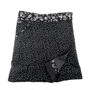 Wenderock aus Baumwolle, mit Blumenmuster - schwarze Farbe