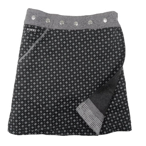 Wickelrock in leichter A-Form aus Baumwolle Dunkelgrau mit Muster