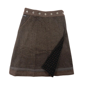 Unterhalb der Knie Winterrock A-Form aus Wolle Braun - Nijens
