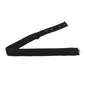 Gürtel aus Baumwolle Schwarz. Verschließbar mit zwei Druckknöpfen aus Metall. Stufenlos Größenverstellbar mit Leiterschnalle