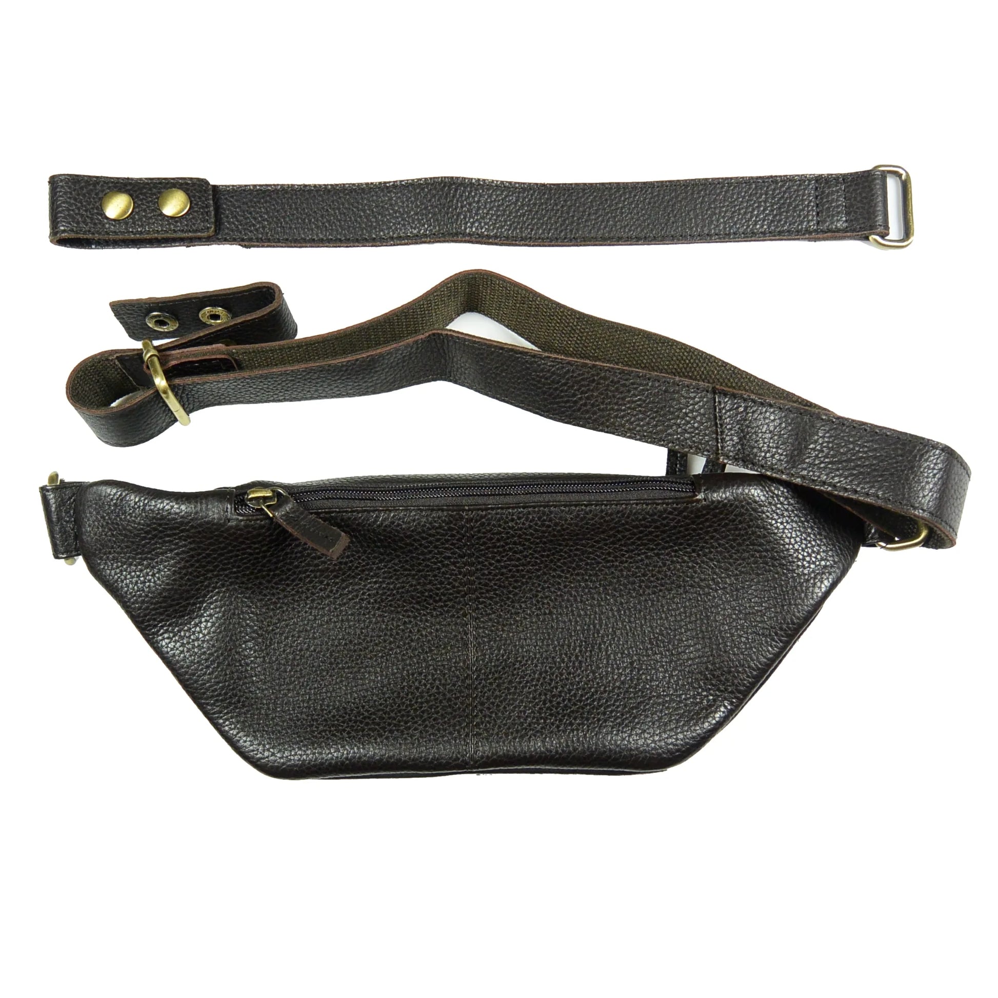 Nijens Crossbody Leder Bauchtasche Dunkelbraun 2