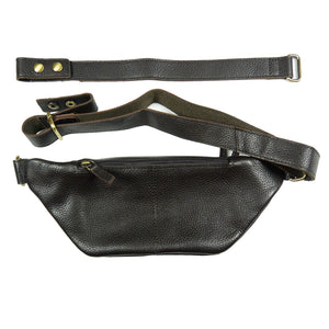 Nijens Crossbody Leder Bauchtasche Dunkelbraun 2