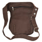 Rückseite der braunen Gassi-Tasche aus echtem Leder mit zwei Schlaufen zur Befestigung eines Beingurts für extra Halt am Oberschenkel. 