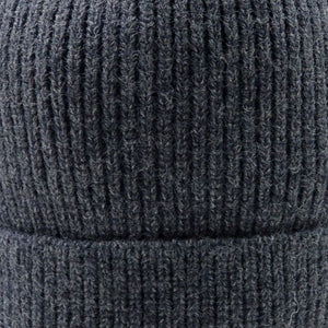 Knitted beanie hat with wide cuff lined with soft fleece gray blue RUKBAT-02