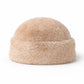 Runde Kunstfell-Wintermütze in Beige, Frontansicht, weiches flauschiges Kunstfell, One Size