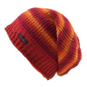 Long Beanie Mütze Wollmütze aus Schurwolle Gestreift - Satti Hat C-23 Nijens Shop