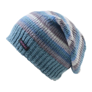 Long Beanie Mütze Wollmütze aus Schurwolle Gestreift - Satti Hat  C-42 Nijens Shop