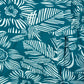 Ausschnitt Muster für Sommerrock, Maxirock aus Viskose, Petrol und Palmenblättern und Blumenmotiven. Elastischer Schlupfbund.