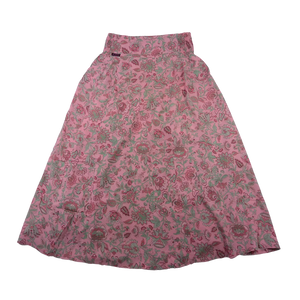 Sommerrock, Maxirock aus Viskose, Rosa mit Blumen. Elastischer Schlupfbund.