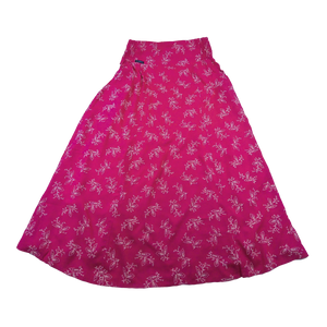 Sommerrock, Maxirock aus Viskose, Pink mit Blumen. Elastischer Schlupfbund.