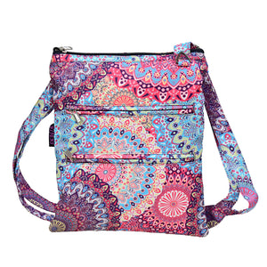 Nijens Gassi-Tasche in TĂŒrkis-Pink mit Mandala-Print â wasserabweisend, abwaschbares Leckerlifach und verstellbarer Trageriemen.