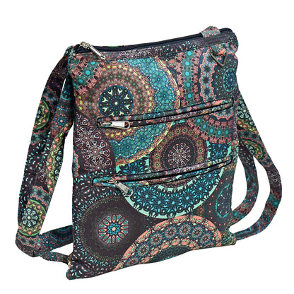 Hundetasche im Mandala-Design in Grün – robust, wasserabweisend und mit extra Leckerlifach. Nijens Shop