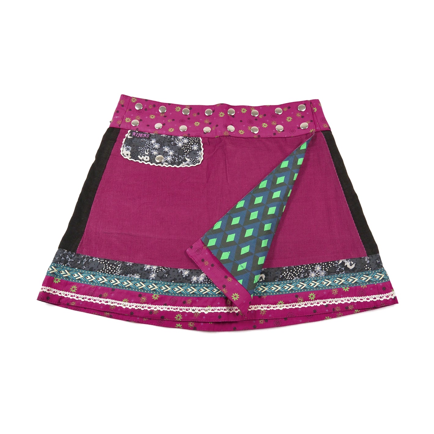 Summer skirt Nijens Reversible skirt made of cotton in Petrol Rasmalai 14