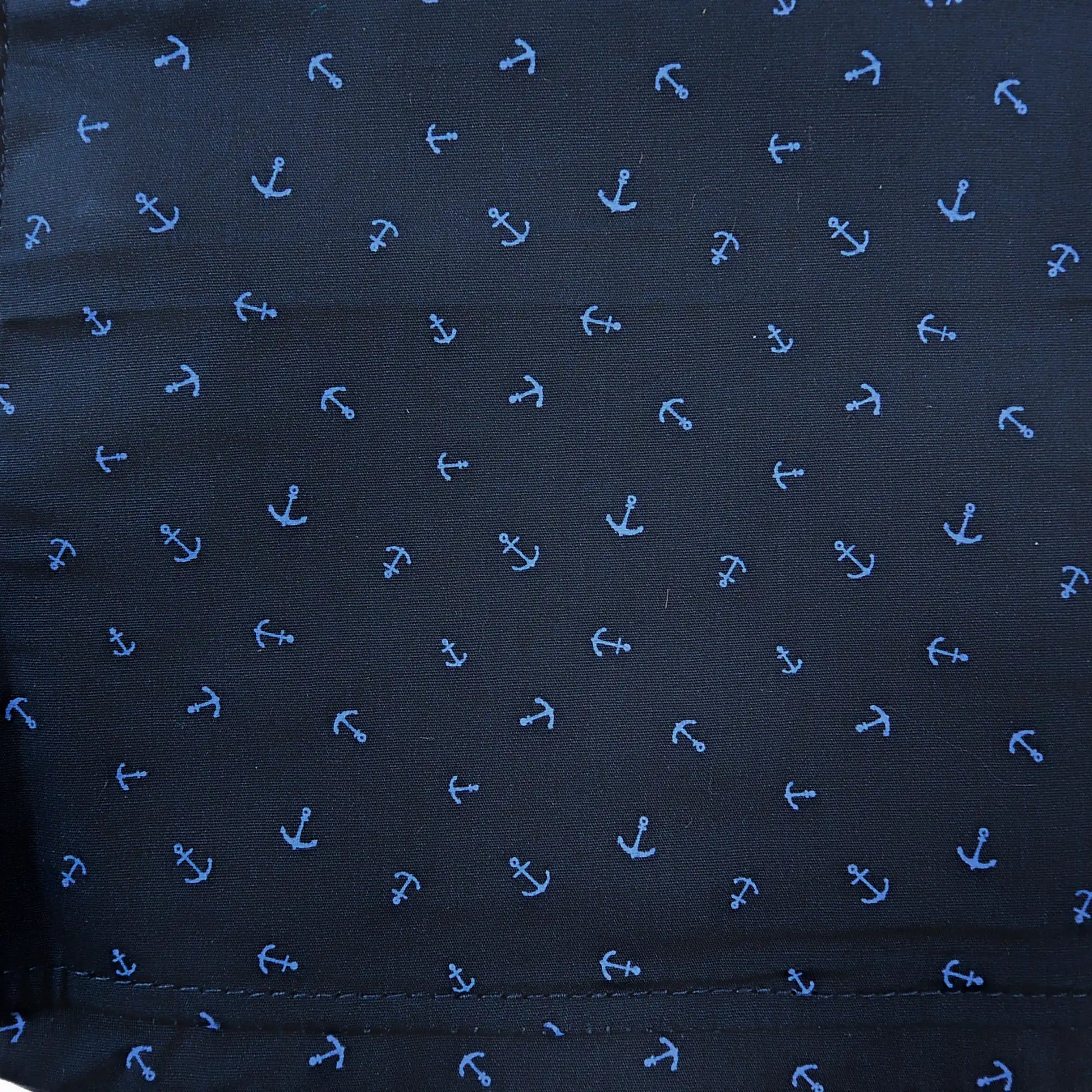 Umhängetasche aus dunkelblauer Baumwolle mit blauen Anker-Motiven 
