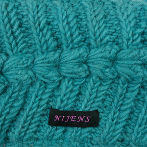 Strick Stirnband Schurwolle Türkiesgrün mit Fleeceeinsatz und Muster - TILOTTAMA 48 Nijens Shop