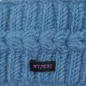 Strick Stirnband Schurwolle Hellblau mit Fleeceeinsatz und Muster - TILOTTAMA 50 Nijens Shop