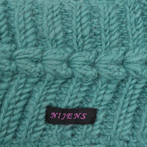 Strick Stirnband Schurwolle Türkis mit Fleeceeinsatz und Muster - TILOTTAMA 51 Nijens Shop