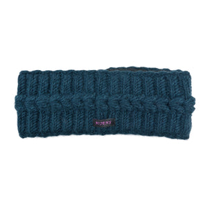 Strick Stirnband Schurwolle Petrol mit Fleeceeinsatz und Muster - TILOTTAMA 52 Nijens Shop