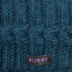 Strick Stirnband Schurwolle Petrol mit Fleeceeinsatz und Muster - TILOTTAMA 52 Nijens Shop