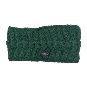Strick Stirnband Schurwolle Dunkelgrün mit Fleeceeinsatz und Muster - TILOTTAMA 53 Nijens Shop