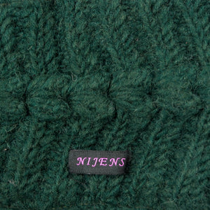 Strick Stirnband Schurwolle Dunkelgrün mit Fleeceeinsatz und Muster - TILOTTAMA 53 Nijens Shop