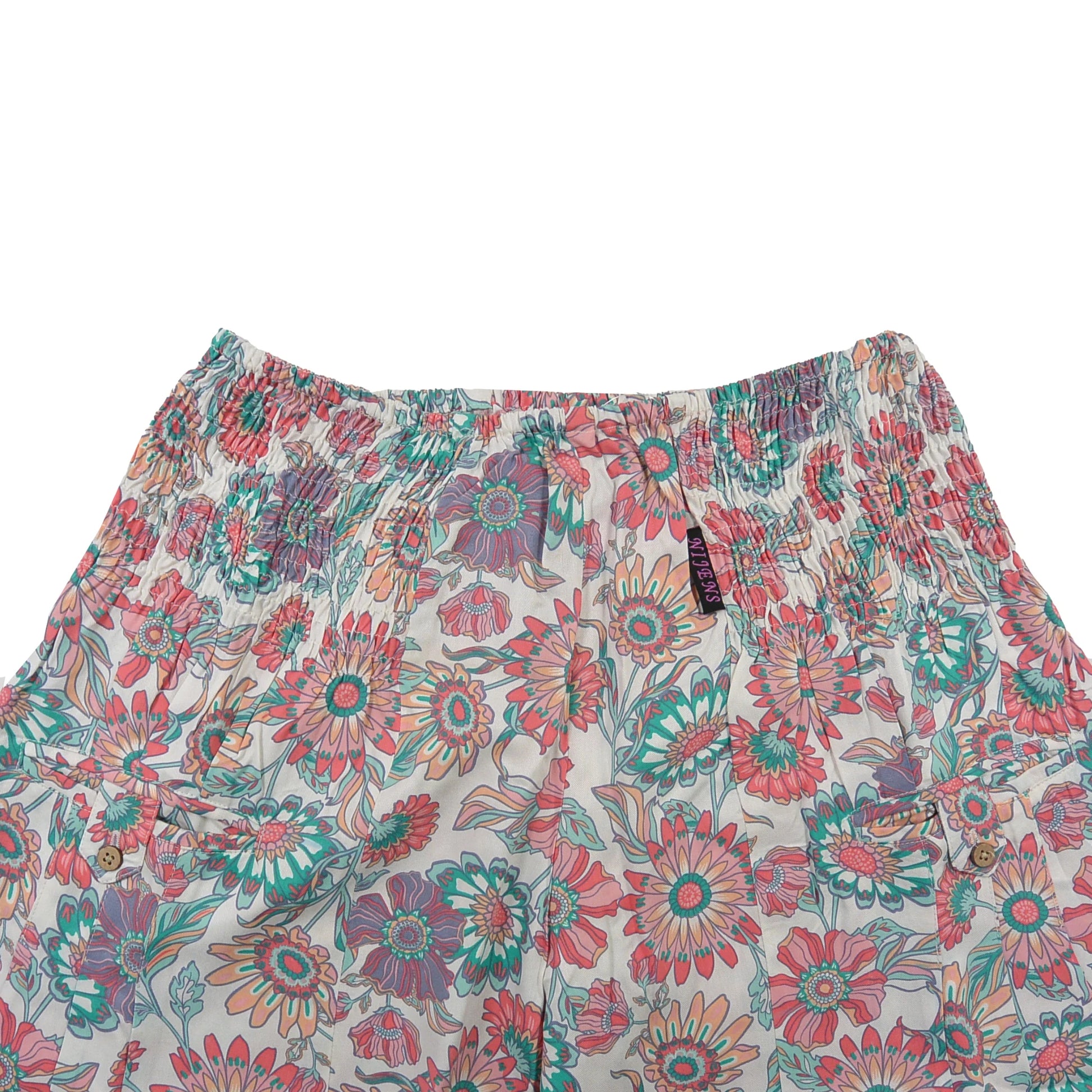 Luftige Pluderhose aus Viskose, mit Blumenmuster Rosa-Türkis 2