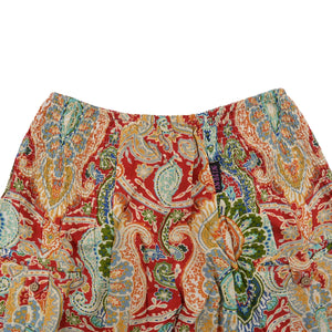 Hose aus naturbelassenem Stoff mit indischem Aufdruck, orange-grün 2