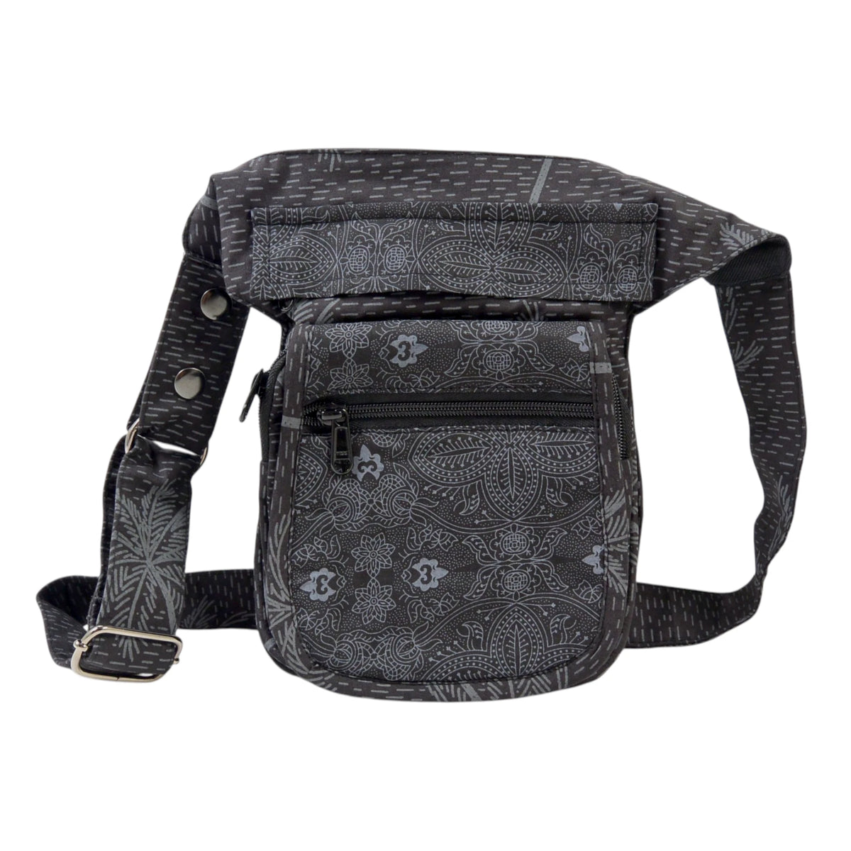 Bauchtasche "Paris" Baumwoll-Canvas Schwarz (857B)