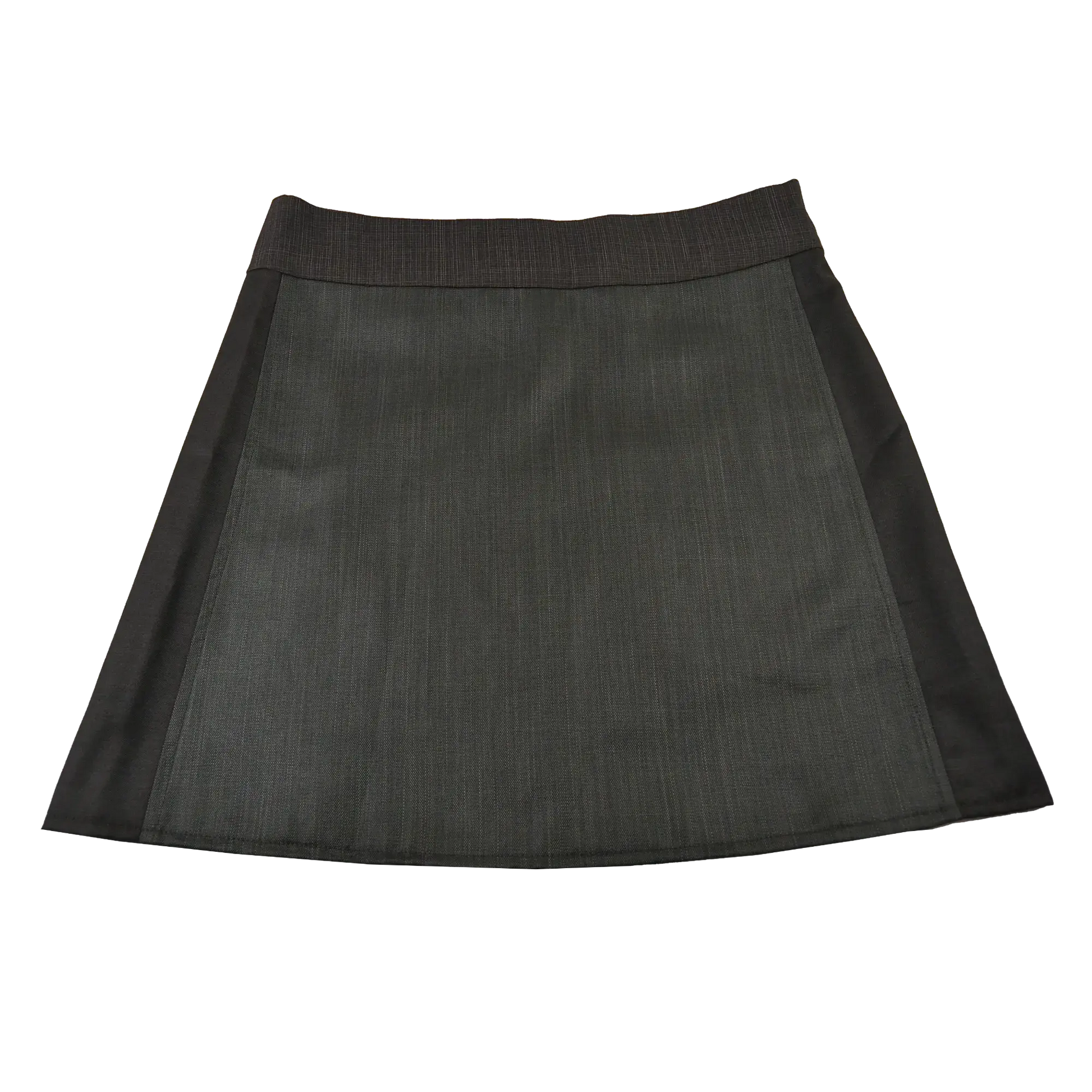 Winterrock, Wickelrock aus Baumwolle Patchwork, Grau und Beige tönen. Die Bundweite ist mit einer doppelten Knopfleiste einstellbar.