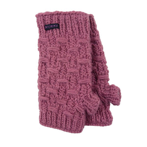 Gestrickte Wollstulpen mit Daumen. Gestrickte Pulswärmer, Stulpen mit Daumen aus Wolle Altrosa. Innenfutter Fleece.