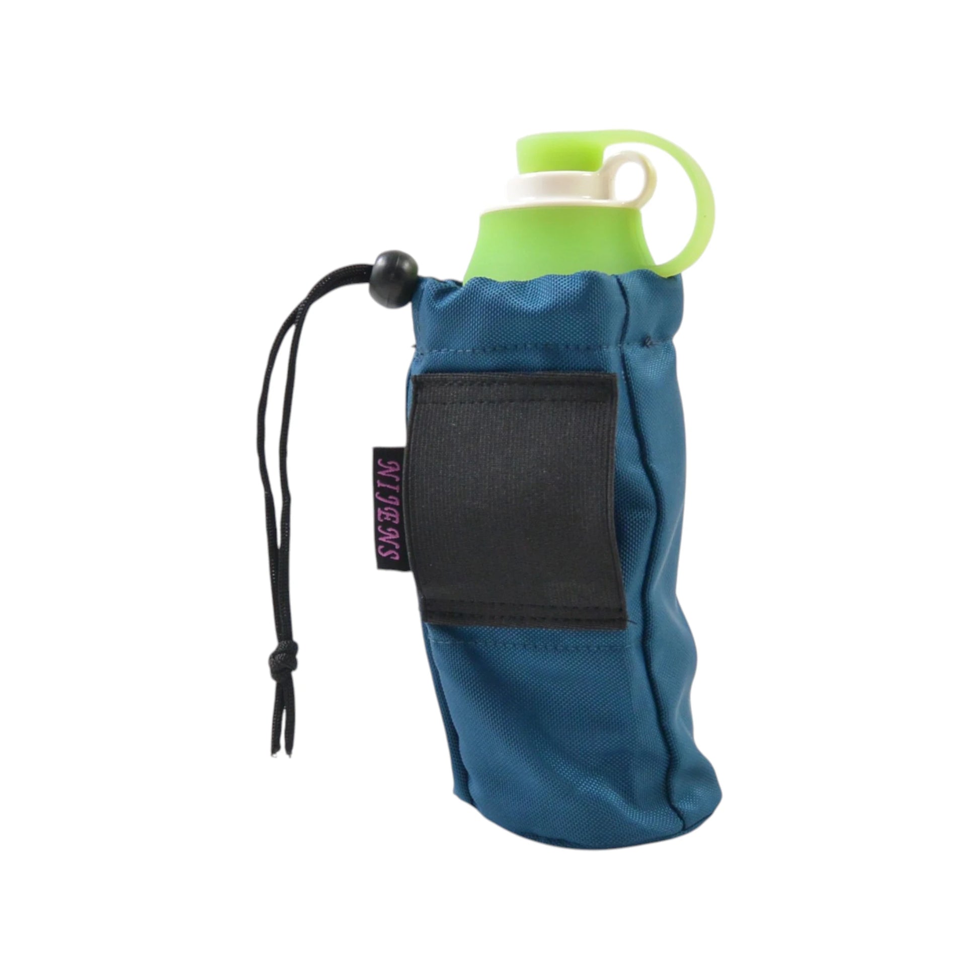 Flaschenbeutel aus Nylon-Stoff Petrol für den Gürtel. Verschließbar mit Kordelzug.