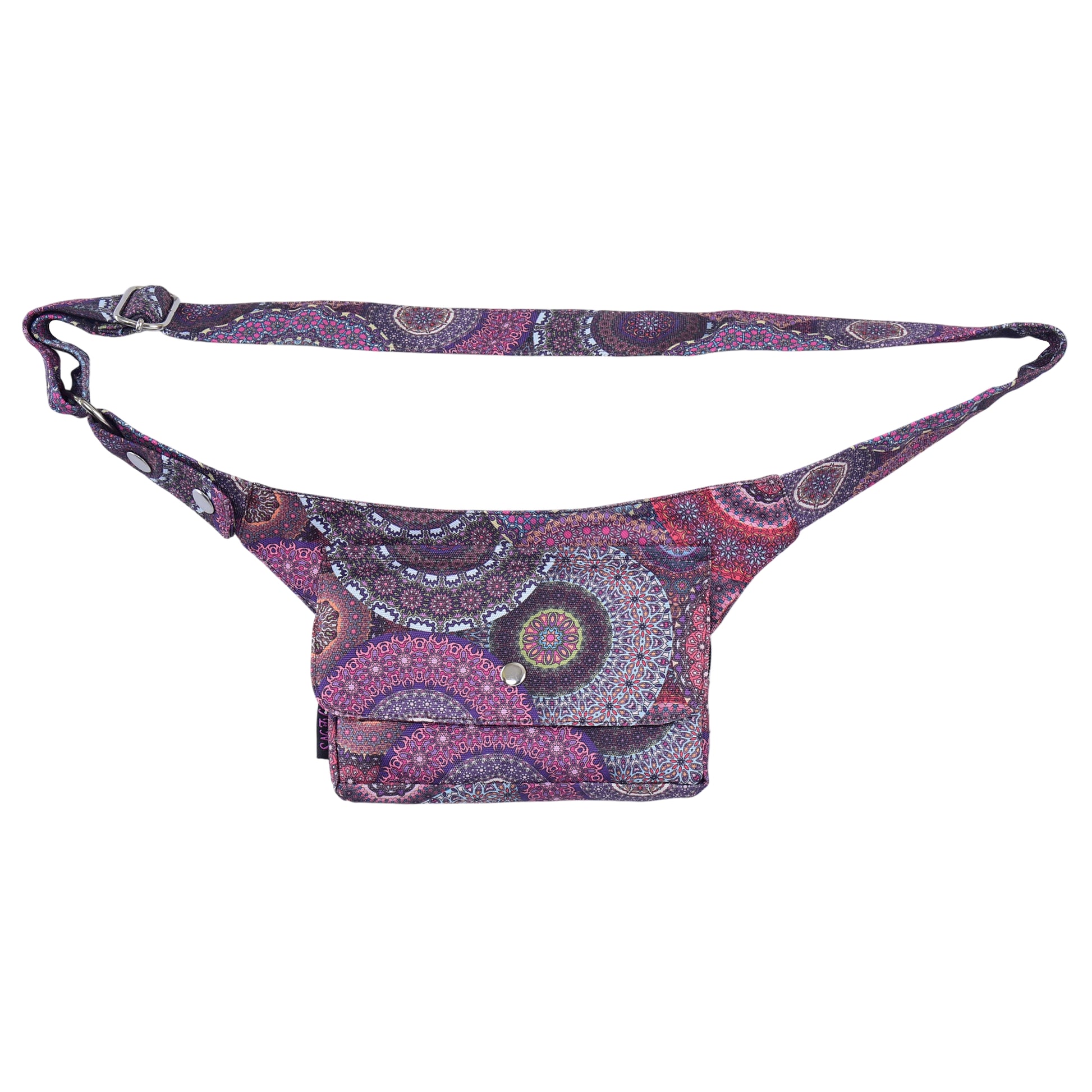 Komplette vordere Ansicht der Kathmandu Bauchtasche mit verstellbarem Gurt.