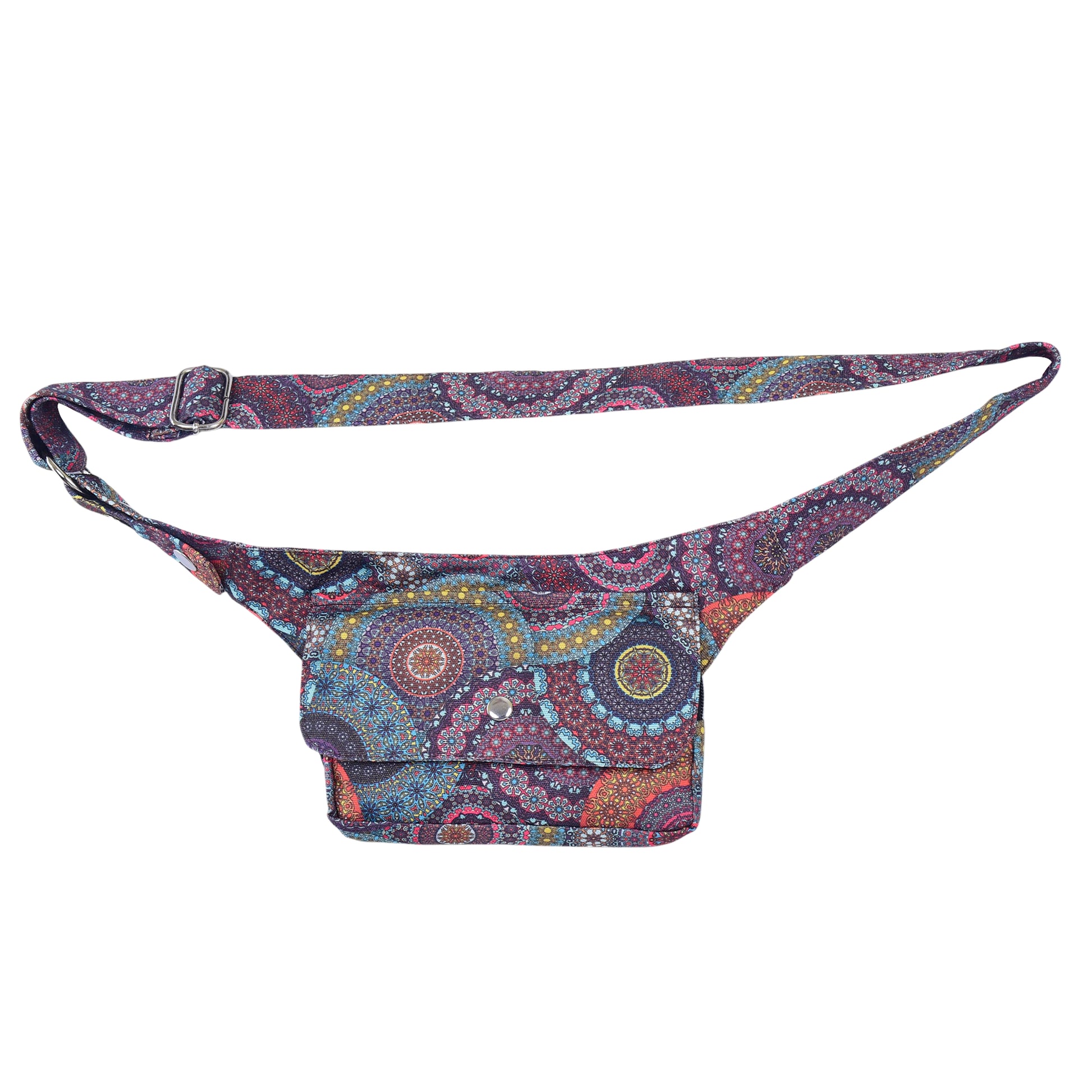 Vorderansicht der Kathmandu Bauchtasche mit verstellbarem Gurt.