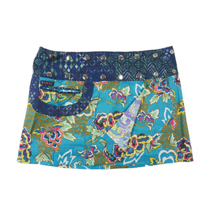 Nijens Sommerrock Minirock Kurzer Rock Bio-Baumwolle Blau-Gelb