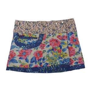 Sommerrock Minirock Kurzer Rock Stoff mit Blumenmuster in Blau