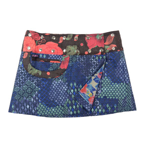 Sommerrock Minirock Kurzer Rock Stoff mit Blumenmuster blau - Nijens Shop