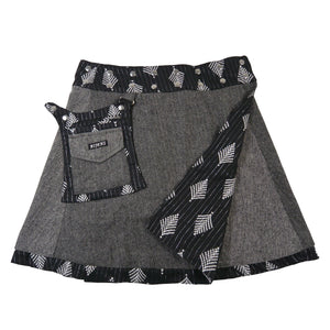 Wendbarer Woll-Wickelrock in Dunkelgrau mit Tweed von Nijens