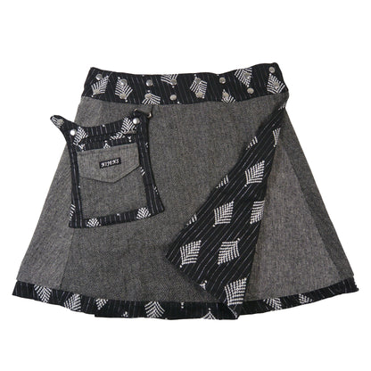 Wendbarer Woll-Wickelrock in Dunkelgrau mit Tweed von Nijens