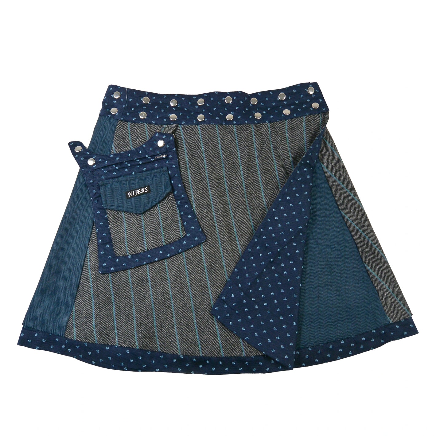 Wendbarer Tweed-Rock in Petrol.