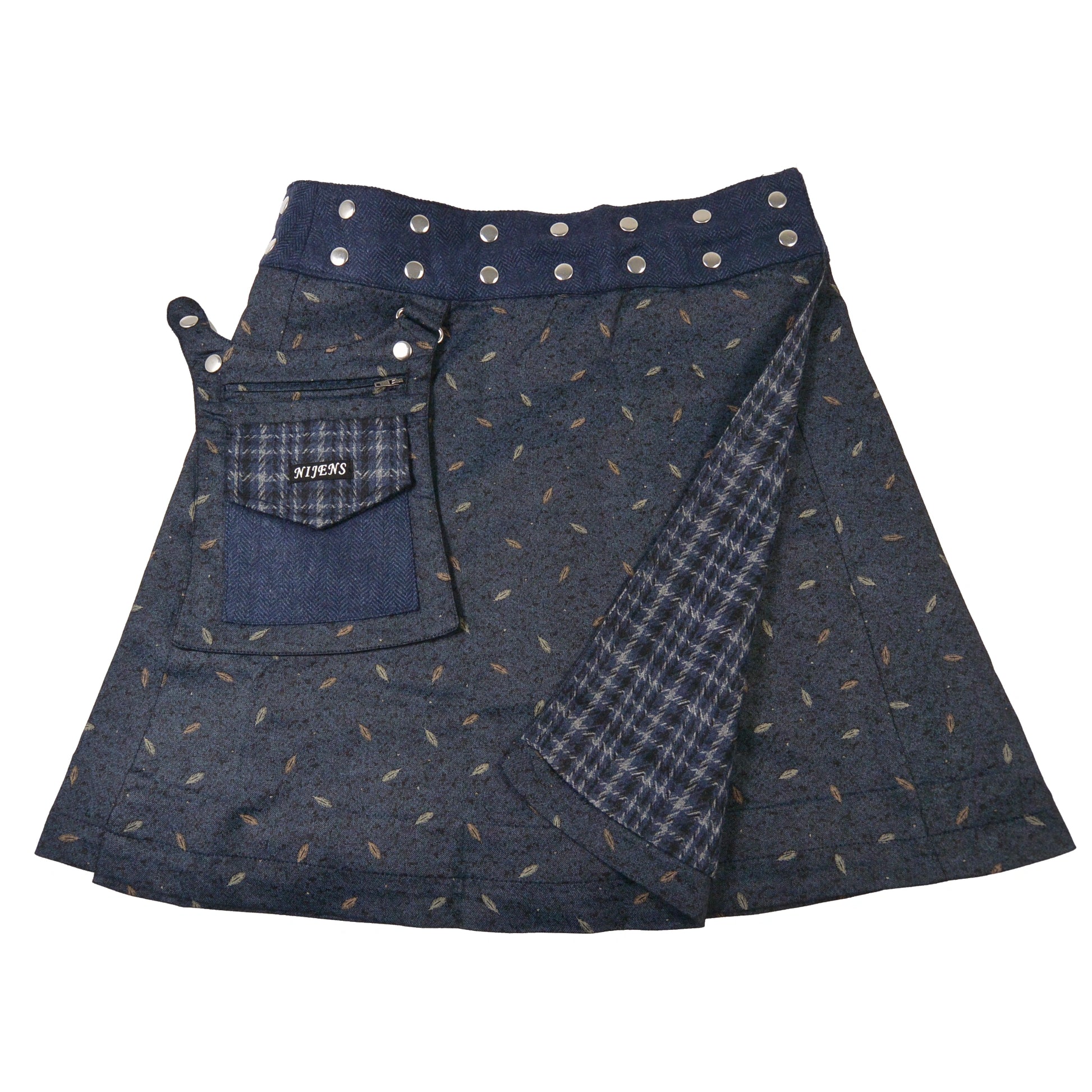 Wendbarer Woll-Wickelrock in Blau