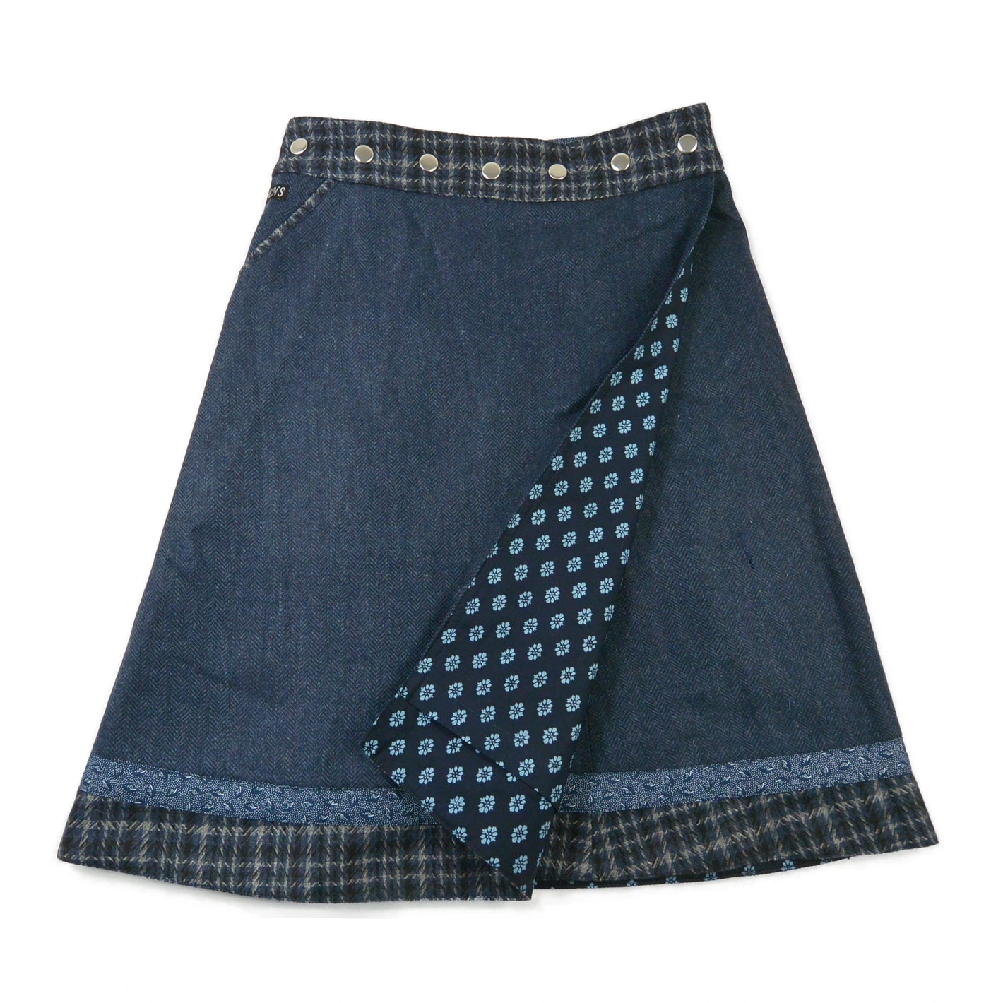 Rocksana Tweed Midi – Wendbarer Rock in Blau