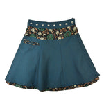 Wickelrock mit Wendefunktion aus Tweed-Wolle in Petrol