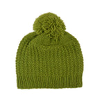 Bommelmütze, Wollmütze aus Schurwolle Grün