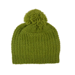 Bommelmütze, Wollmütze aus Schurwolle Grün