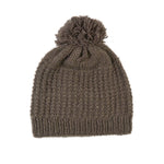 Bommelmütze, Wollmütze aus Schurwolle Braun