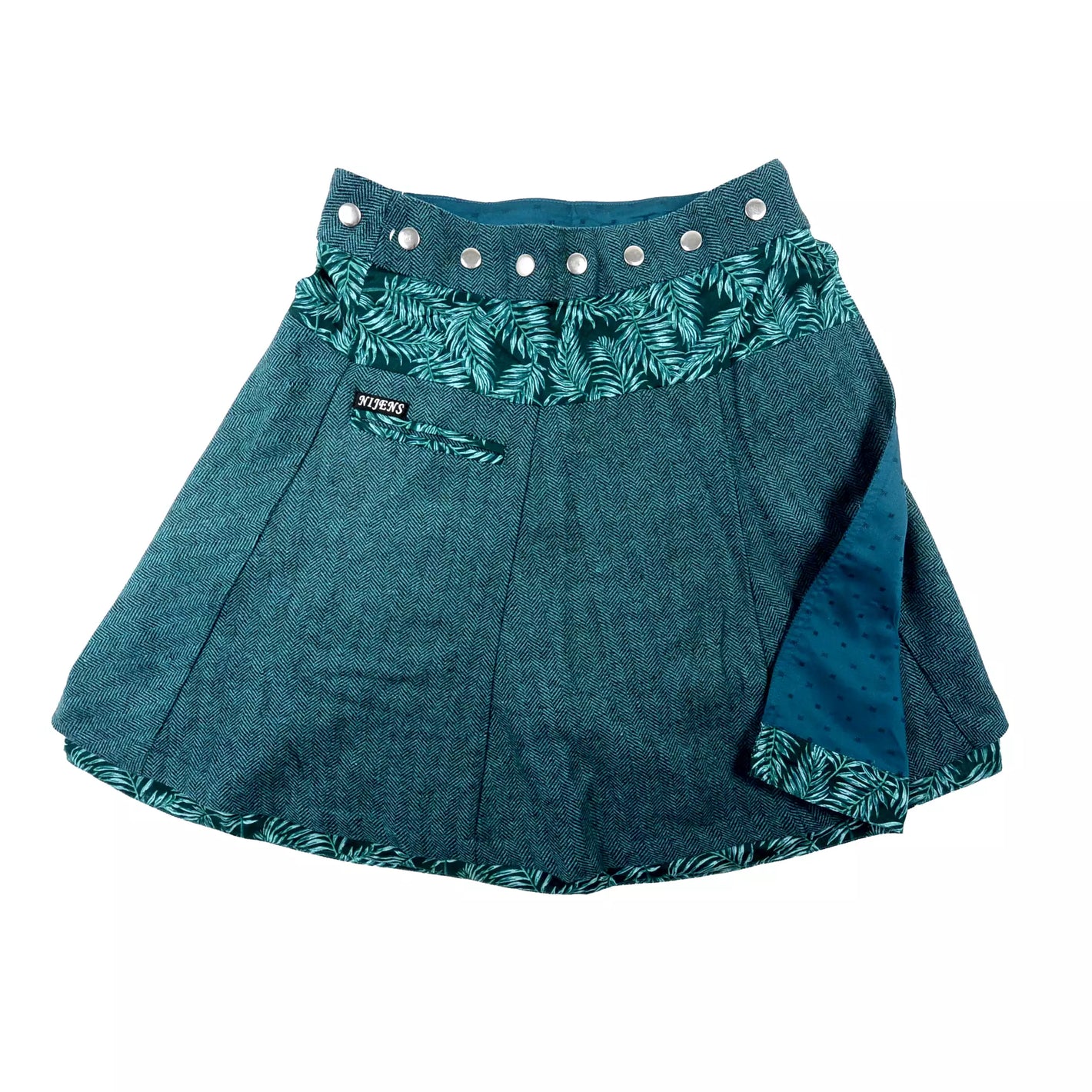 Winterrock Nijens Wickelrock aus Wolle Türkis-Blau