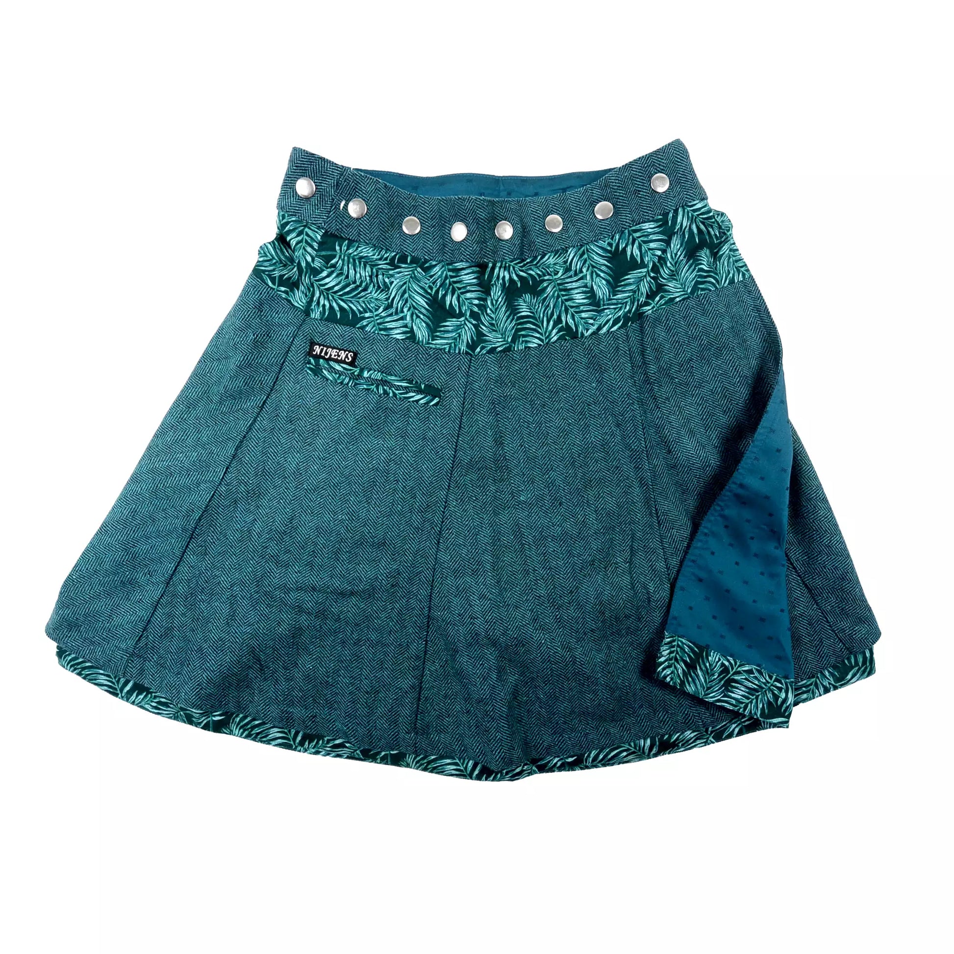 Winterrock Nijens Wickelrock aus Wolle Türkis-Blau