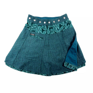 Winterrock Nijens Wickelrock aus Wolle Türkis-Blau