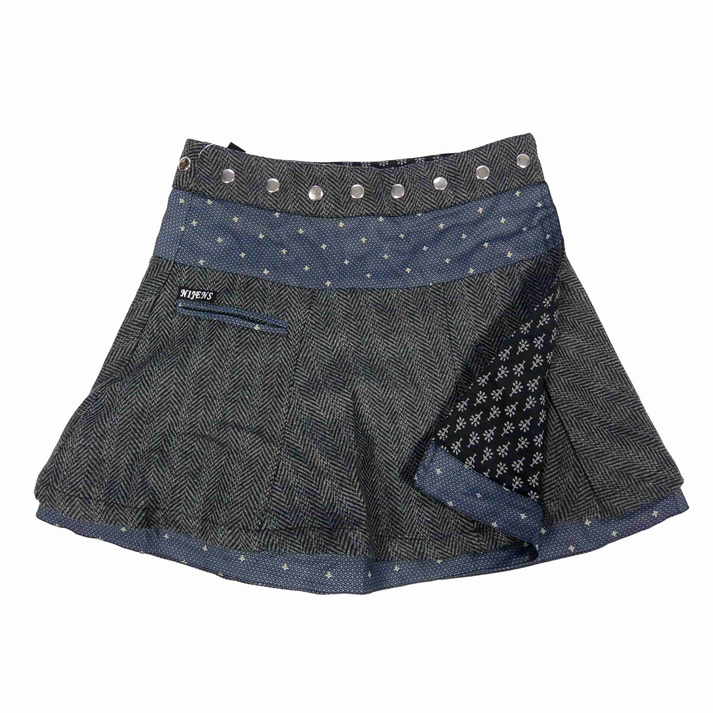 Winterrock Wenderock Wickelrock Minirock Wollrock in Dunkelgrau